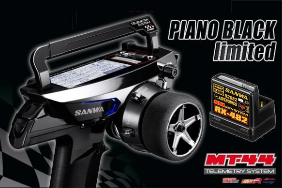 Sanwa MT44 Piano Black w/ RX-482 FH4T/FH3 4-Channel 2.4GHz Radio System MT44UVBK