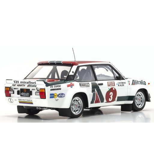 Kyosho 1:18 Fiat 131 Abarth Dirty Version #1 Winner Rallye 1000 Lakes 1980 Alen, Kivimäki 08376H-DV model car 08376H-DV