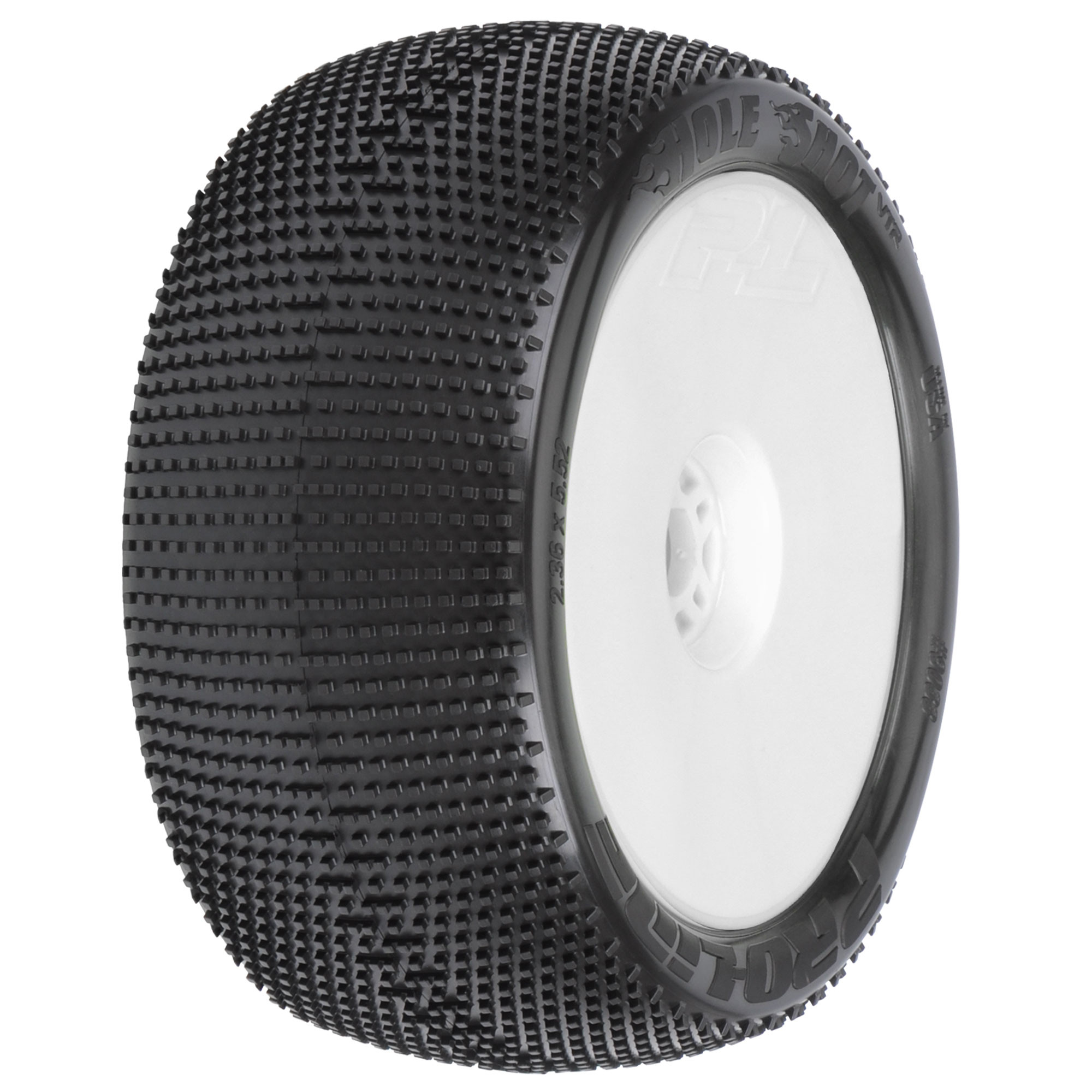 PLE9033-233 Hole Shot VTR 4.0" S3 (Soft) Off-Road 1:8 Truck Tires Mounted on White Zero offset VTR Wheels (2) for Front or Rear