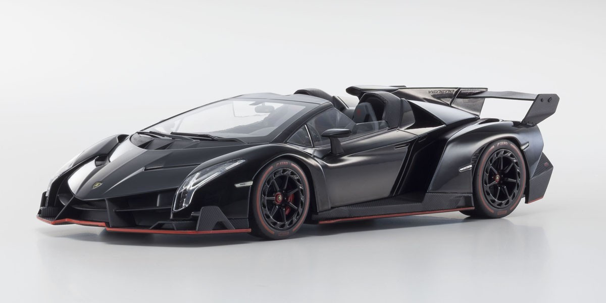 OUSIA 1/18 Lamborghini Veneno Roadster Black / Red Line