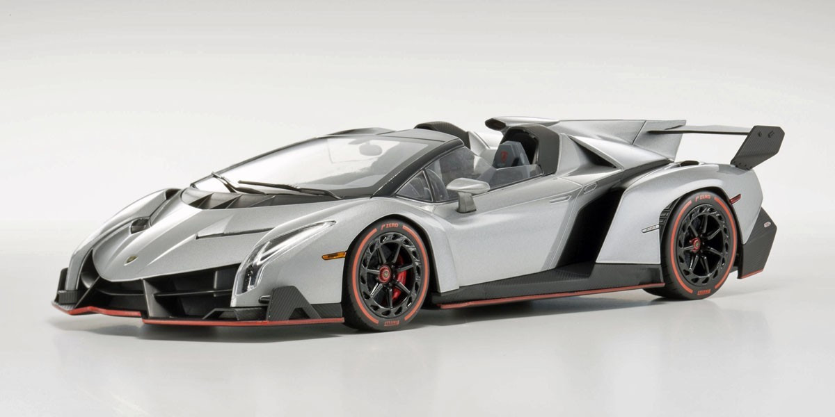 OUSIA 1/18 Lamborghini Veneno Roadster Gray / Red Line