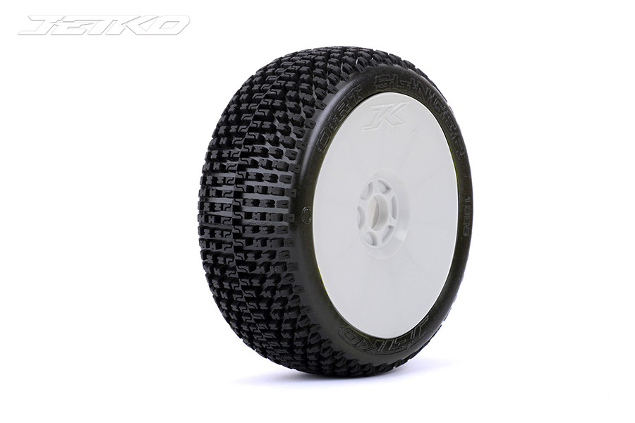 JETKO POWER DIRT SLINGE PRE-GLUED WITH WHITE WHEEL 1/8 BUGGY RACING TIRE 1 PAIR