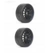 JETKO POWER BLACK PHOENIX MEDIUM SOFT PRE-GLUED WITH BLACK WHEEL 1/8 GT ONROAD TIRE 1 PAIR
