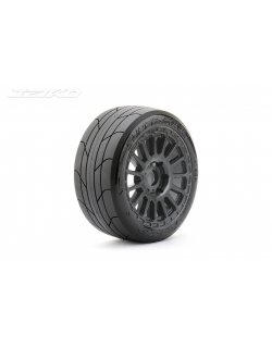 JETKO POWER SUPER SONIC MEDIUM SOFT PRE-GLUED WITH BLACK WHEEL 1/8 BUGGY ONROAD TIRE 1 PAIR