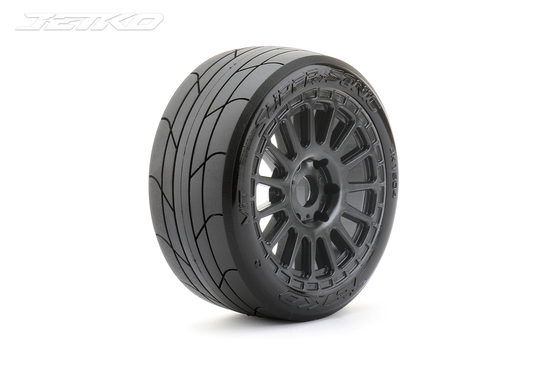JETKO POWER SUPER SONIC MEDIUM SOFT PRE-GLUED WITH BLACK WHEEL 1/8 BUGGY ONROAD TIRE 1 PAIR