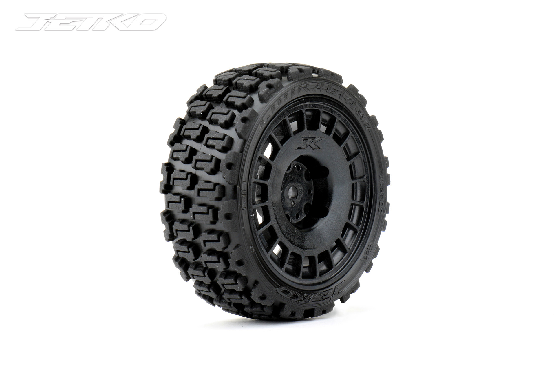 JETKO POWER COURAGIA MEDIUM SOFT PRE-GLUED WITH BLACK WHEEL 1/10 RALLY 4 TIRES