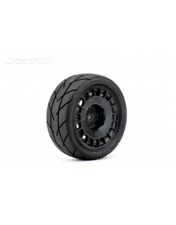 JETKO POWER EVOLUTION MEDIUM SOFT PRE-GLUED WITH BLACK WHEEL 1/10 ONROAD 4 TIRES