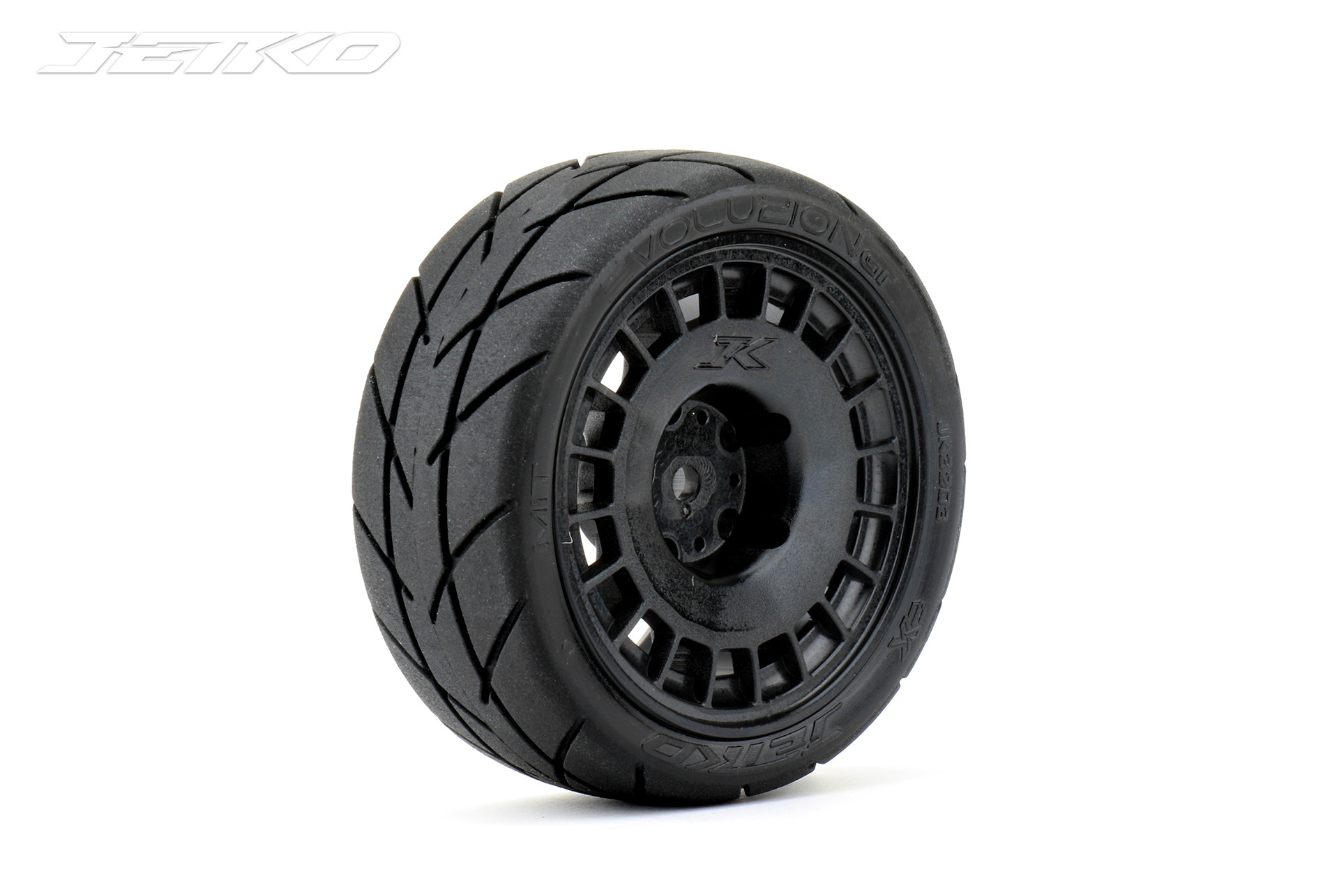 JETKO POWER EVOLUTION MEDIUM SOFT PRE-GLUED WITH BLACK WHEEL 1/10 ONROAD 4 TIRES