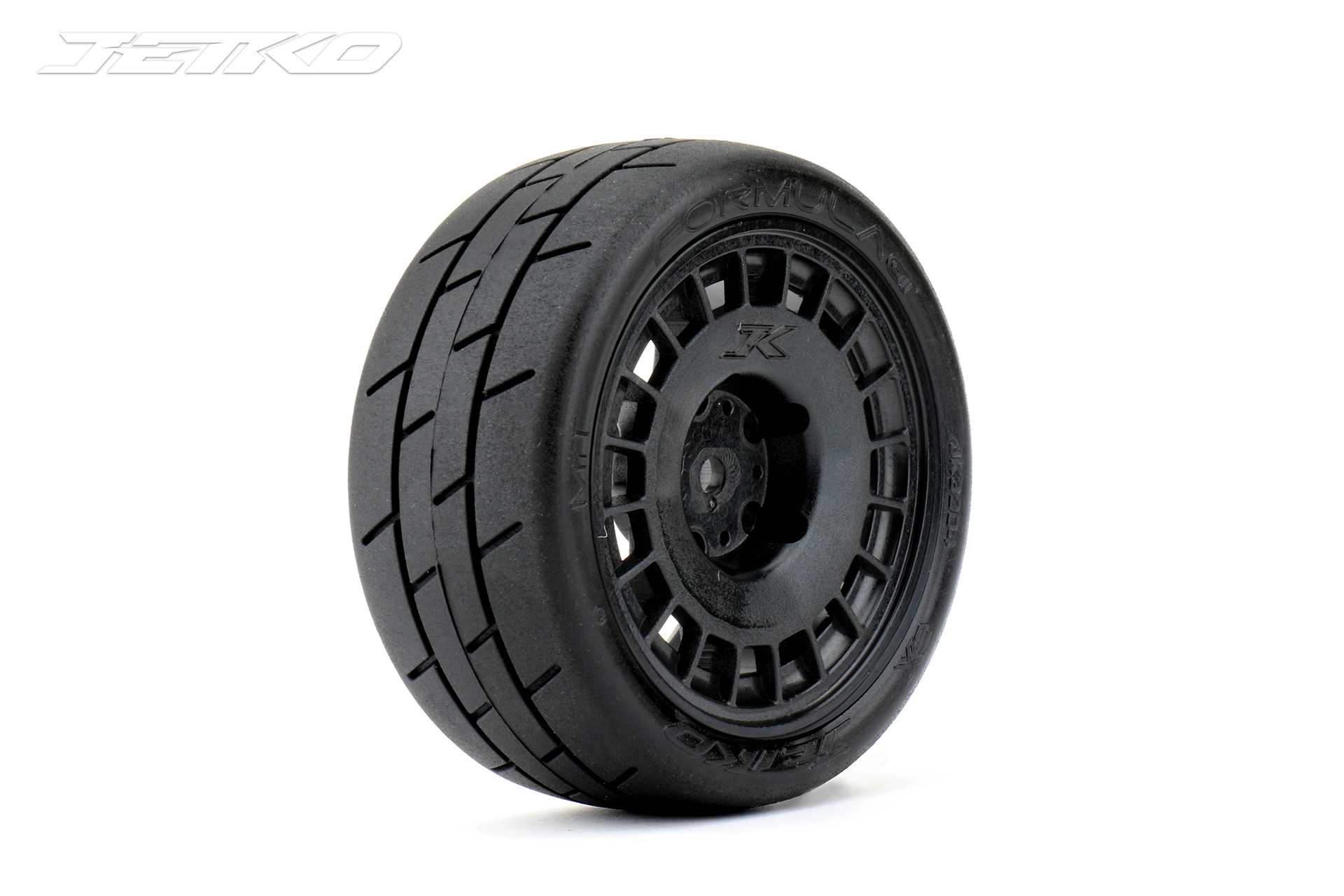 JETKO POWER FORMULA MEDIUM SOFT PRE-GLUED WITH BLACK WHEEL 1/10 ONROAD 4 TIRES