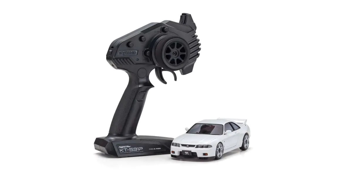 32638WG MINI-Z AWD NISSAN SKYLINE GT-R V.Spec (R33) with LED/Gyro unit White