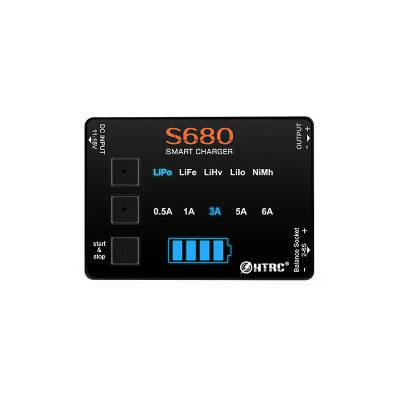 HTRCS680 Mini Smart Battery Charger AC DC 80W 6A For RC 1-6S Lipo/Life/LiHv/Lilon/NiMh Batteries Balance Charger