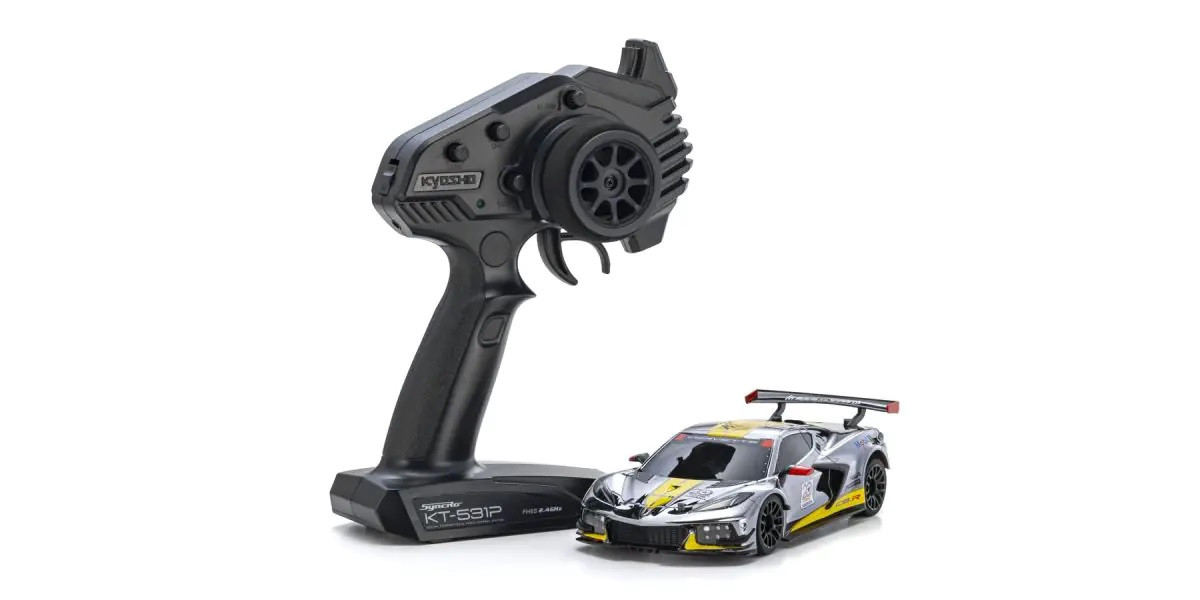 32356CRY MINI-Z RWD MR-04 readyset CORVETTE® C8.R Chrome / Yellow Kyosho America 20th Anniversary Limited