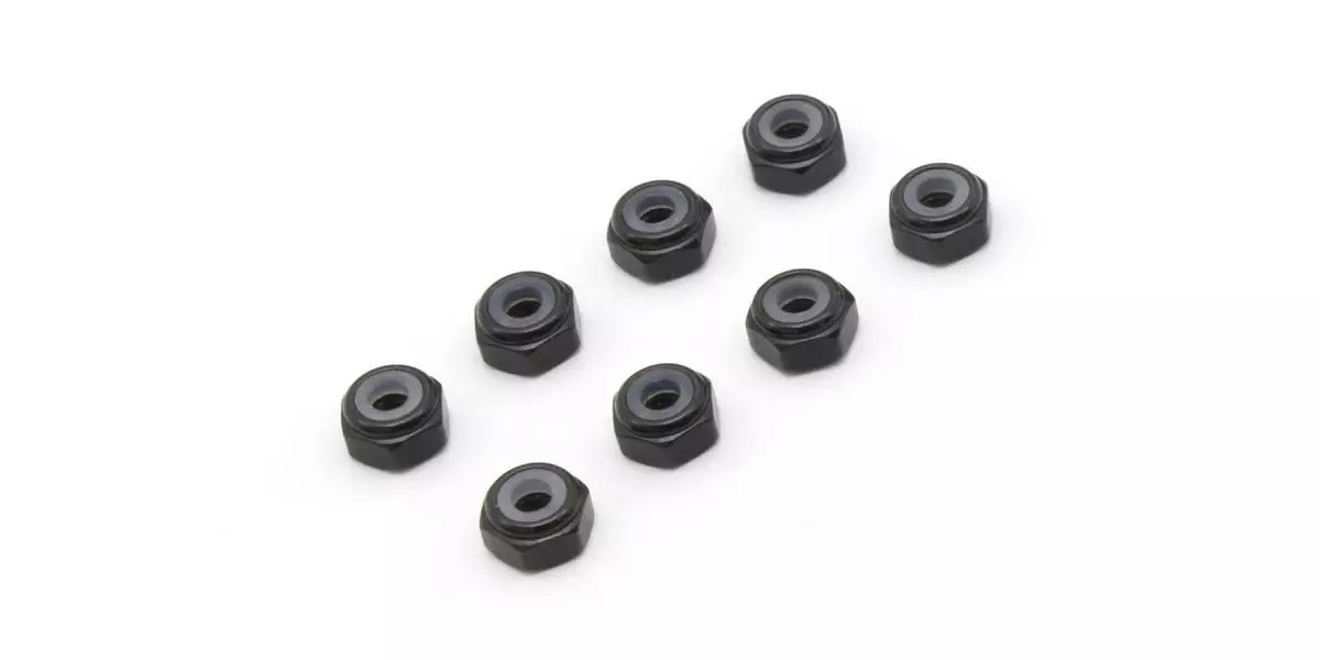 MZW128BK M2 Alu. Nylon Color Nut 8pcs (Black)