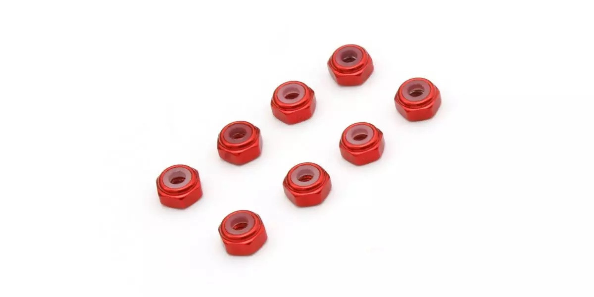MZW128R M2 Alu. Nylon Color Nut 8pcs (Red)