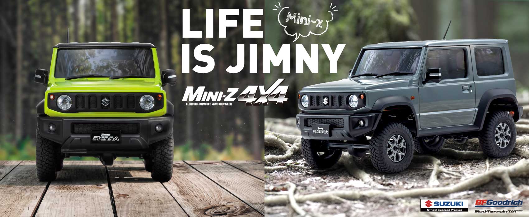 Suzuki Jimny Sierra Kinetic Yellow and Medium Grey return on MINI-Z 4x4.