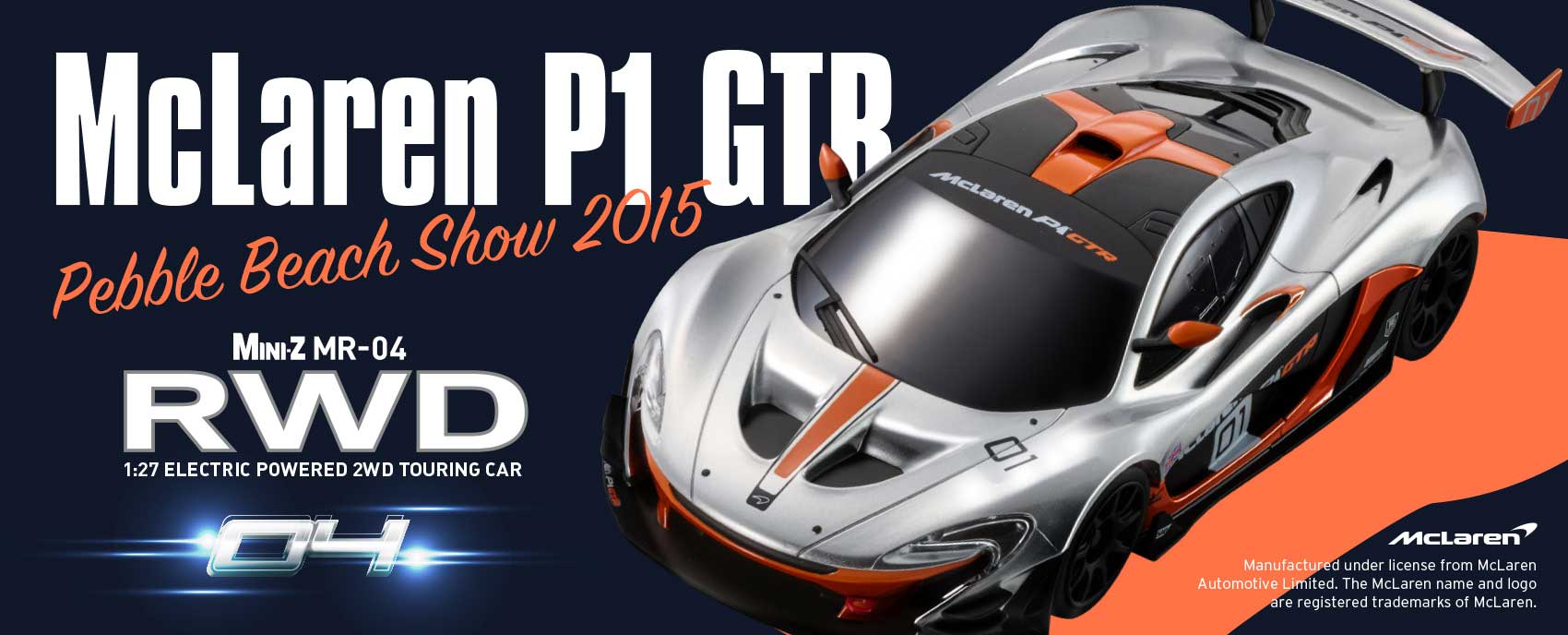 McLaren P1 GTR Pebble Beach spec on MINI-Z MR-04.